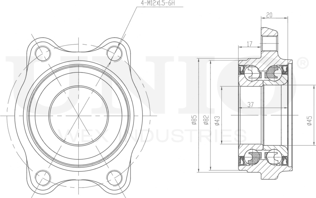 Ступица колеса с интегрированным подшипником (Unio). Артикул HUB-20065
