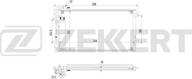 Радиатор кондиционера (конденсатор) Zekkert (алюминий) для Lada Priora I 2008-2013. Артикул MK-3138