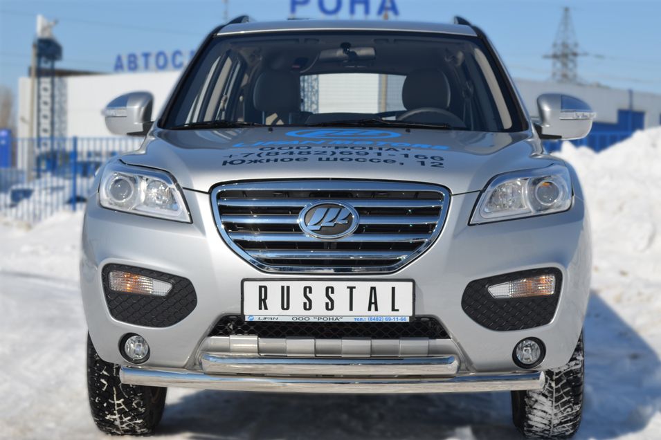 Защита RusStal переднего бампера d63/d63 (дуга) для Lifan X60 2012-2016. Артикул LFZ-001235