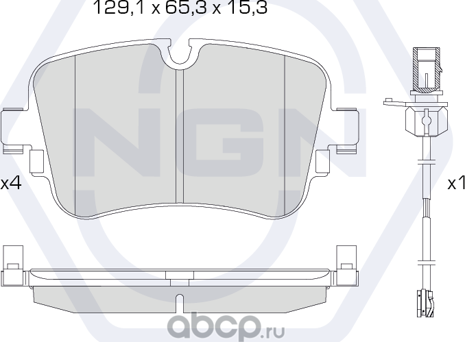Колодки тормозные керамические, задние (NGN). Артикул 3502505