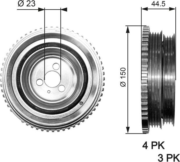 Шкив коленвала Gates DriveAlign® для Fiat Albea 1998-2009. Артикул TVD1049