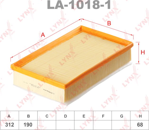 Воздушный фильтр LYNXauto. Артикул LA-1018-1