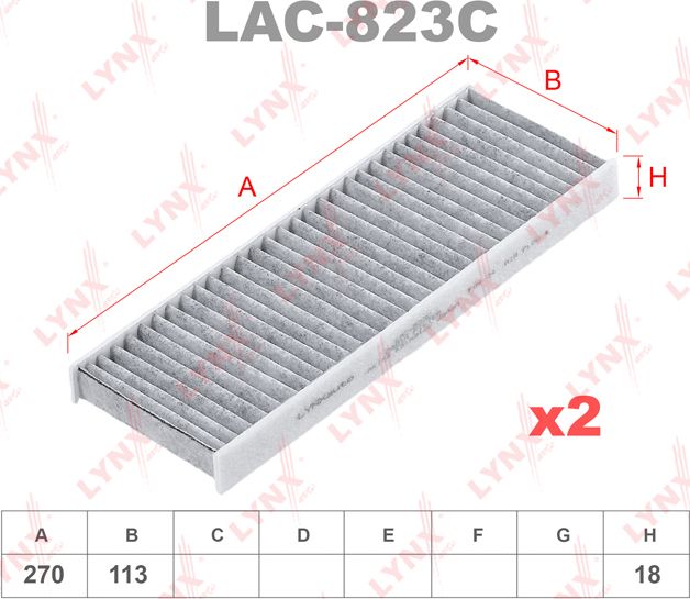 Салонный фильтр LYNXauto. Артикул LAC-823C