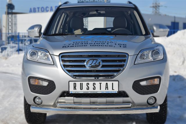 Защита RusStal переднего бампера d76 (секции)/d42 (дуга) для Lifan X60 2012-2016. Артикул LFZ-001238