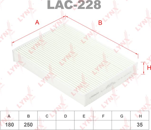 Салонный фильтр LYNXauto. Артикул LAC-228