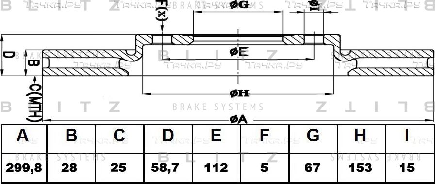 Диск тормозной MB W639 03- перед. вент. (Blitz). Артикул BS0193