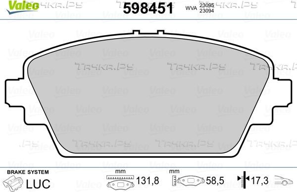Тормозные колодки Valeo. Артикул 598451