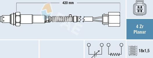 Лямбда-зонд (кислородный датчик) FAE. Артикул 77288