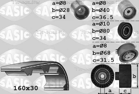 Ремень ГРМ с роликами (комплект) Sasic для Audi A5 I (8T) 2008-2017. Артикул 1756070