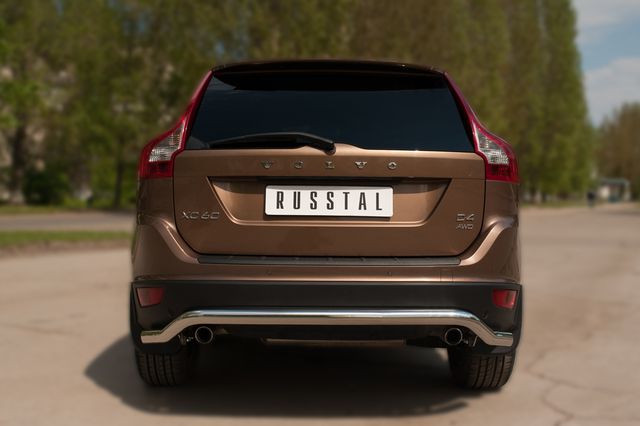Защита RusStal заднего бампера d63 (волна) для Volvo XC 60 2008-2013. Артикул VXCZ-002079