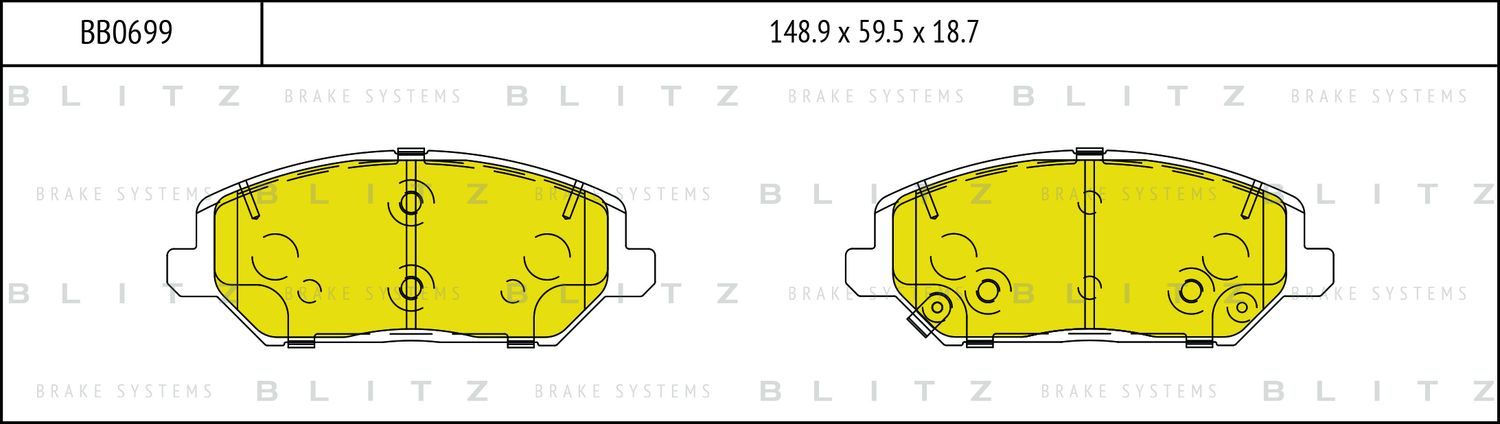 Колодки тормозные дисковые передние (Blitz). Артикул BB0699