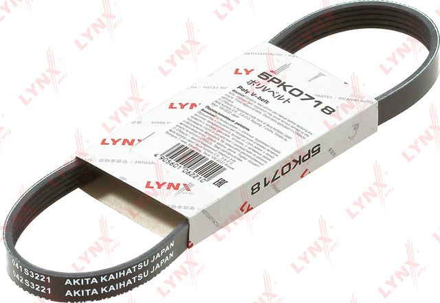 Приводной ремень поликлиновой LYNXauto для Peugeot Partner Origin 2008-2015. Артикул 5PK0718