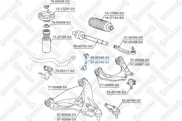 Стойка (тяга) стабилизатора Stellox. Артикул 56-00349-SX