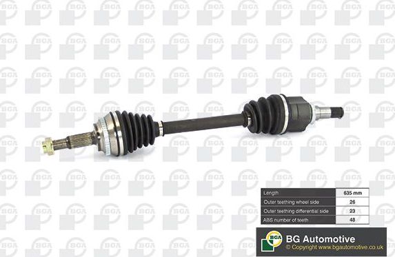 Полуось (привод в сборе, приводной вал) BGA передняя левая для Toyota Corolla E120, E130 2001-2008. Артикул DS7610L