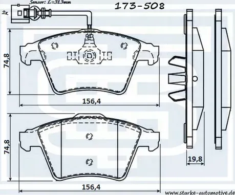 Колодки тормозные дисковые передние, комплект_(173508 Starke). Артикул 173508