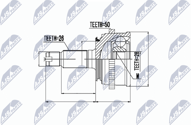 Шрус внутренний (граната) NTY передний для Honda Civic VI 1995-2001. Артикул NPZ-HD-027