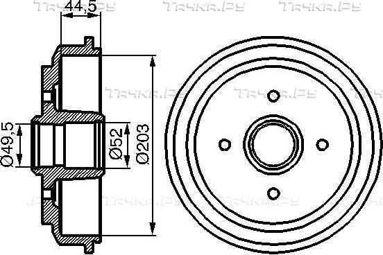 Тормозной барабан Bosch задний для Mazda 2 I (DY) 2003-2007. Артикул 0 986 477 149