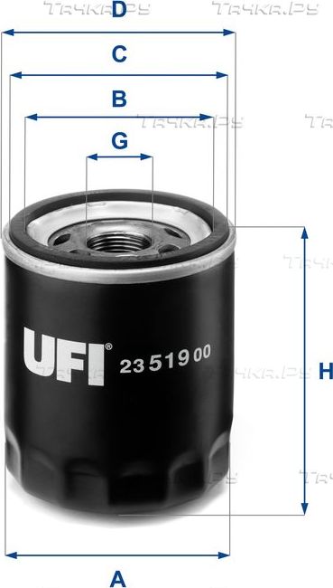 Масляный фильтр UFI для Fiat Freemont 2011-2016. Артикул 23.519.00