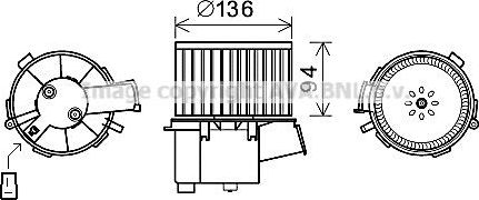 Вентилятор, мотор печки (отопителя) салона AVA. Артикул PE8377