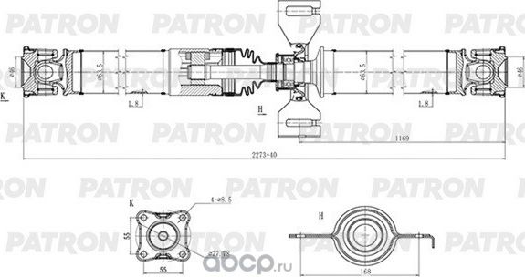 Вал карданный TOYOTA Rav4 IIIIV 2006-2019 2.42.53.5 (Patron). Артикул PKR035
