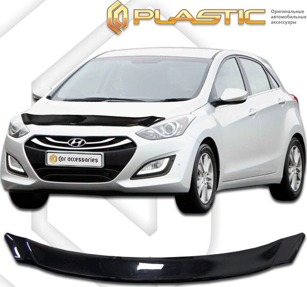 Дефлектор СА Пластик для капота (Classic черный) для Hyundai i30 II хэтчбек 2012-2026. Артикул 2010010110734