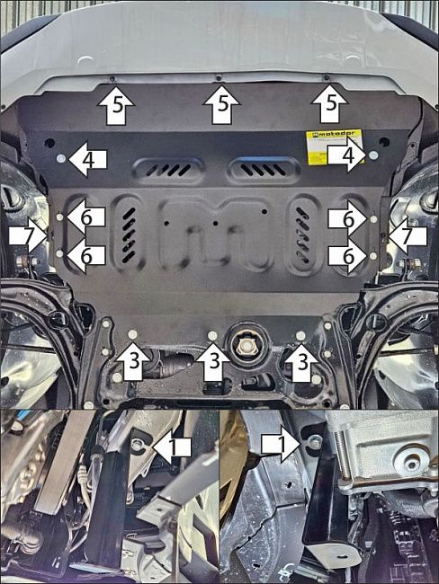 Защита Мотодор для картера и КПП Skoda Karoq (China) 2022-2026. Артикул 72305