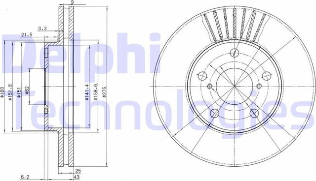 Тормозной диск Delphi. Артикул BG3856