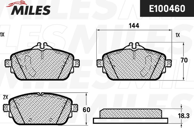 Тормозные колодки Miles (Low-Metallic). Артикул E400460