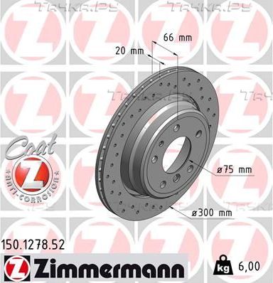 Тормозной диск Zimmermann SPORT Z. Артикул 150.1278.52