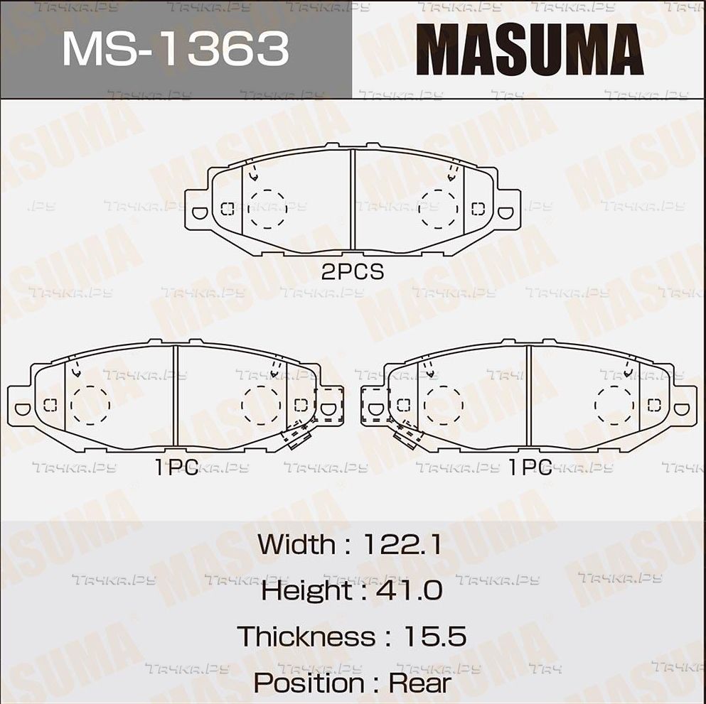 Тормозные колодки Masuma задние для Lexus GS I 1993-1997. Артикул MS-1363