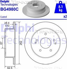 Тормозной диск Delphi. Артикул BG4980C