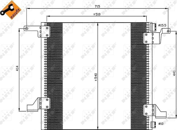 Радиатор кондиционера (конденсатор) NRF (алюминий). Артикул 35526
