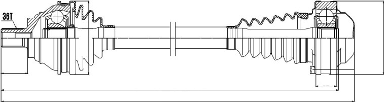 Полуось (привод в сборе, приводной вал) NTY. Артикул NPW-VW-032