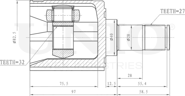 ШРУС внутренний (Unio). Артикул CVJ-30074