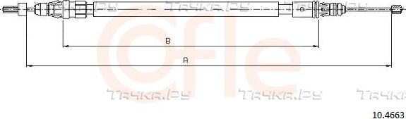 Трос ручника (тросик ручного тормоза) Cofle. Артикул 10.4663
