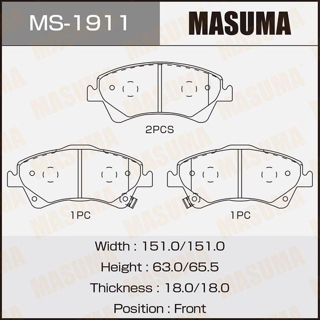 Тормозные колодки Masuma. Артикул MS-1911