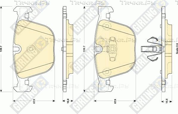 Тормозные колодки Girling задние для BMW 5 VI (F10/F11/F07) 2009-2017. Артикул 6118572