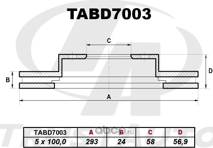 ТОРМОЗНОЙ ДИСК (Trustauto). Артикул TABD7003