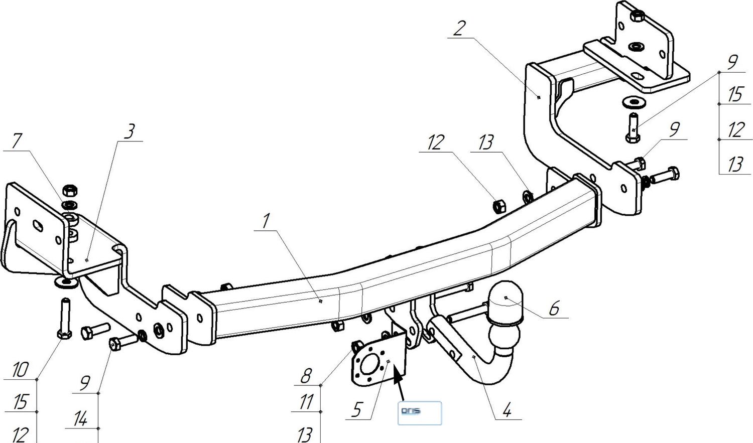 Фаркоп Oris (ранее Bosal) для Mitsubishi Pajero Sport III рестайлинг 2021-2026. Артикул 4172-A