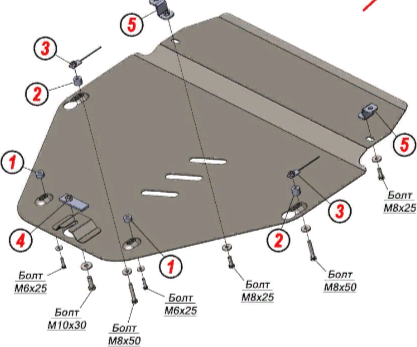 Защита алюминиевая Alfeco (4мм) для картера и КПП Honda Accord X 2017-2022. Артикул ALF.09.54 AL4