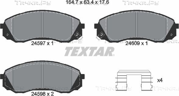 Тормозные колодки Textar Q+ передние для Hyundai H-1 II 2008-2026. Артикул 2459701