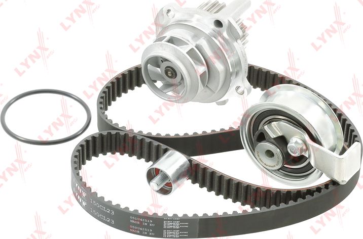 Помпа (водяной насос) с комплектом ремня ГРМ LYNXauto. Артикул PW-1309