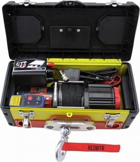 Лебёдка переносная 12V redBTR в ящике 3500 lbs 1587 кг (Синтетический трос). Артикул 973500