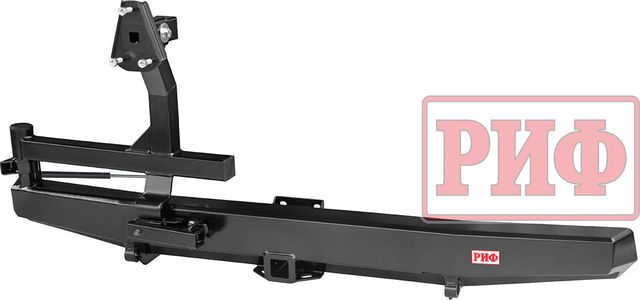 Бампер силовой РИФ задний с квадратом под фаркоп и калиткой (слева), лифт 65 мм для УАЗ Буханка 3741, 3909, 2206, 3962 1990-2026. Артикул RIF452-22120-L