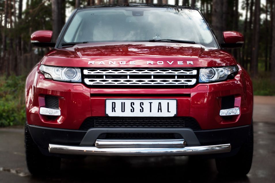 Защита RusStal переднего бампера d76/42 (дуга) для Land Rover Range Rover Evoque I Prestige, Pure 2011-2018. Артикул REPZ-000803