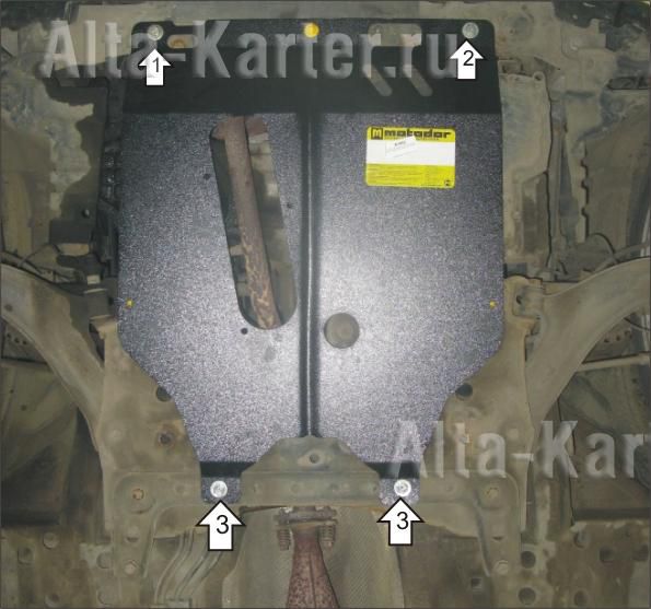 Защита Мотодор для двигателя и КПП Nissan Micra K12 хэтчбек 2007-2010.Артикул 61402. Артикул 61402