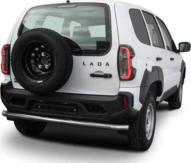 Защита Slitkoff заднего бампера d57 длинная для Lada Niva Travel 2020-2026. Артикул NivTR012