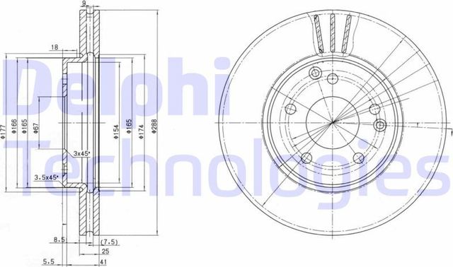 Тормозной диск Delphi. Артикул BG3240C
