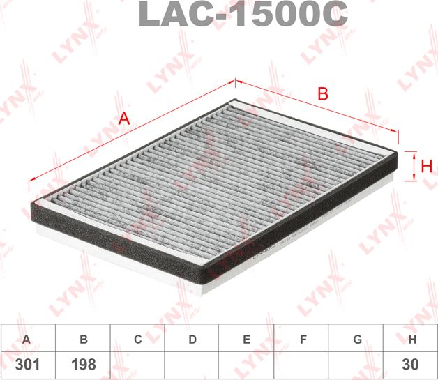 Салонный фильтр LYNXauto. Артикул LAC-1500C