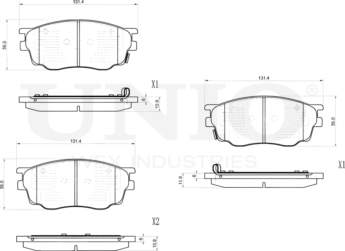 Колодки тормозные дисковые, комплект (Unio). Артикул BRP-20304